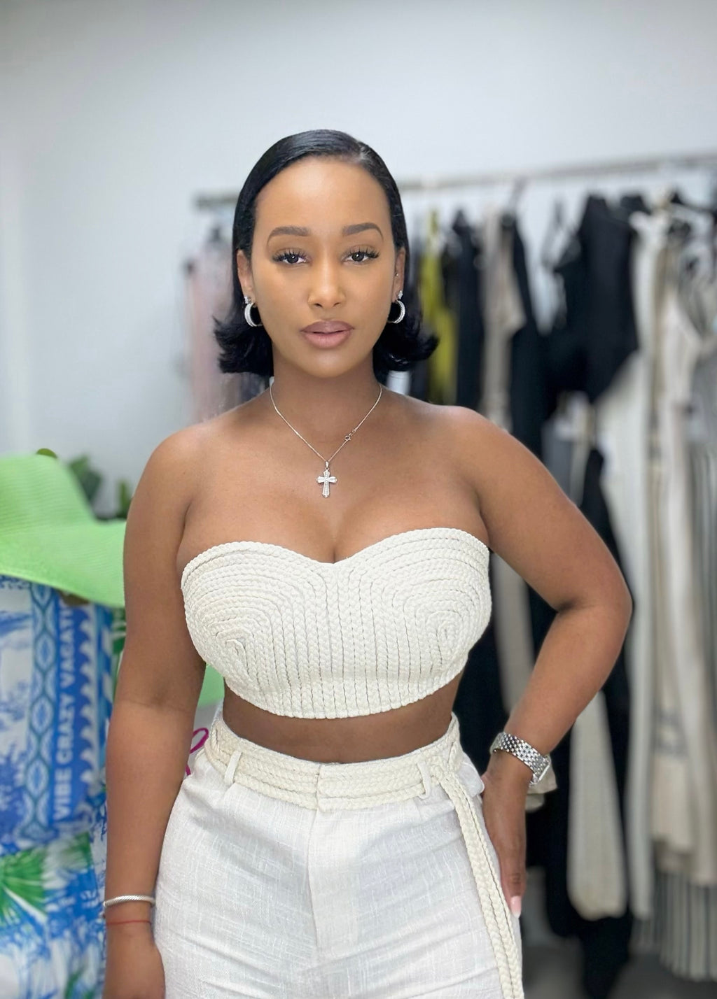 Ivory Luxe Braided Pants Set