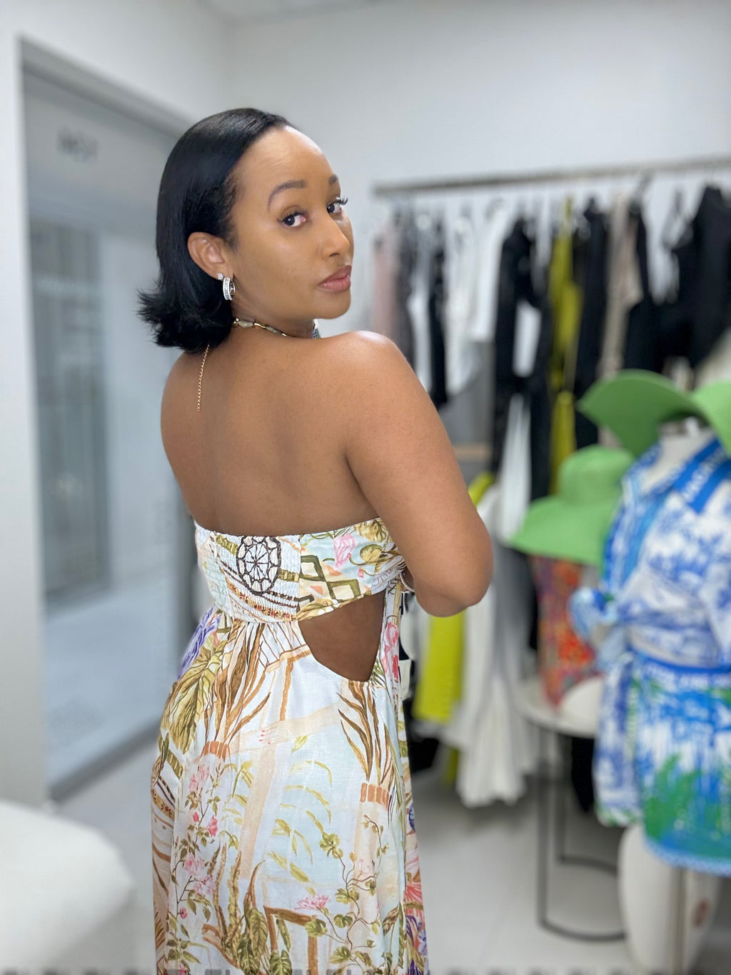 Golden Bloom Cutout Maxi Dress