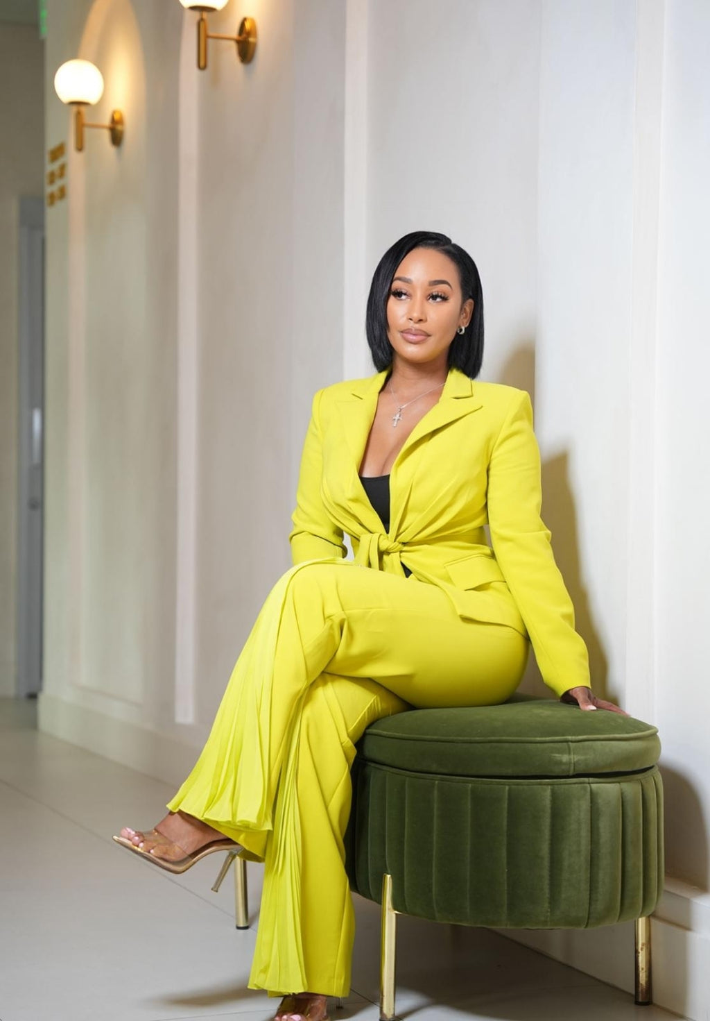 Power Pleats Pant Suit