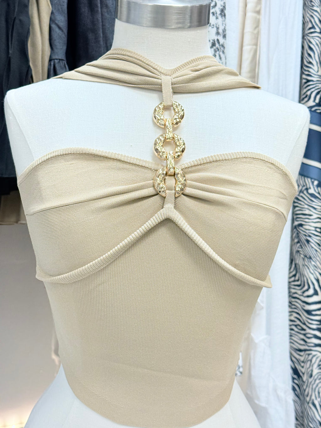 Beige and Gold Crop Top