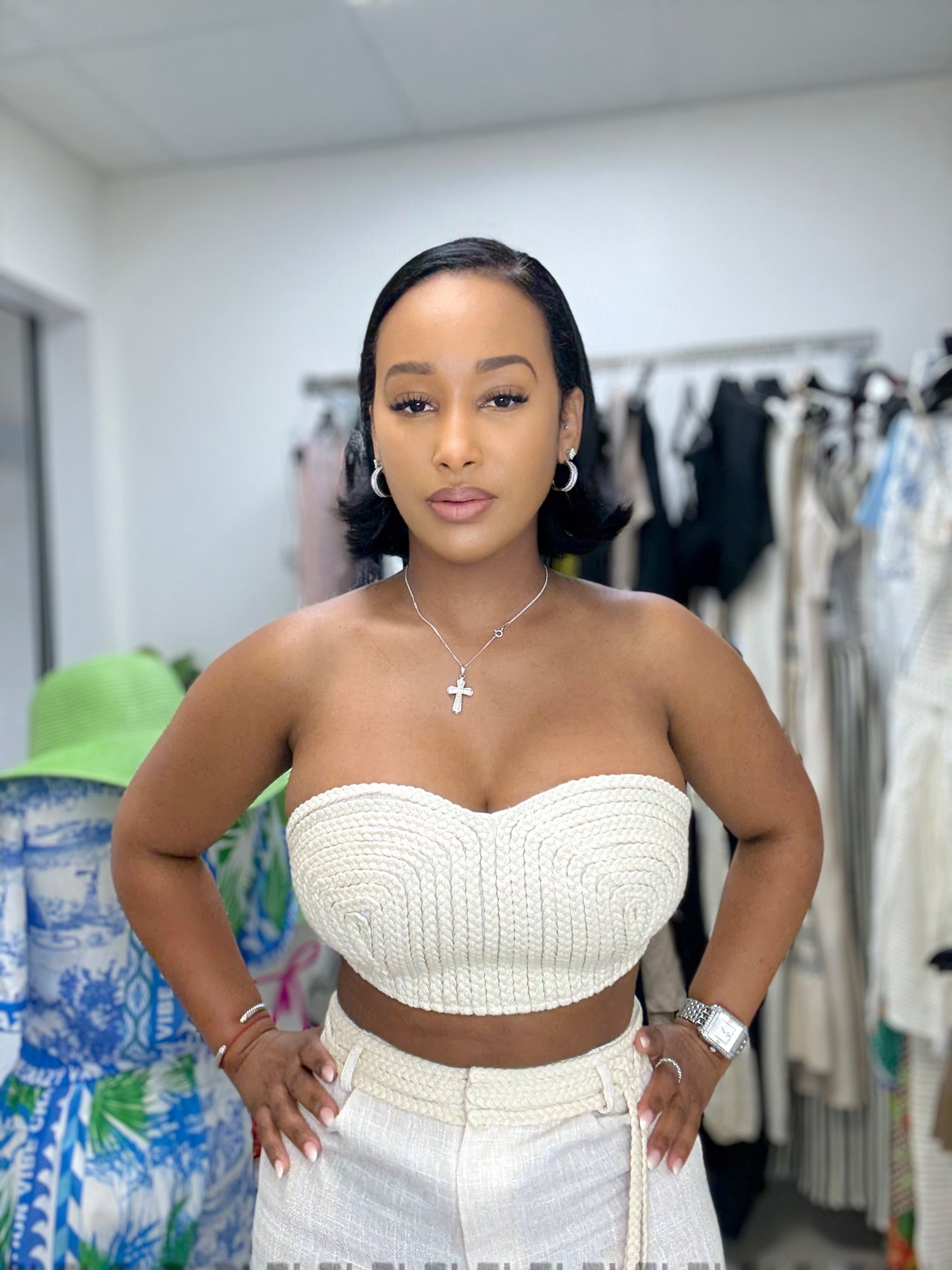 Ivory Luxe Braided Pants Set