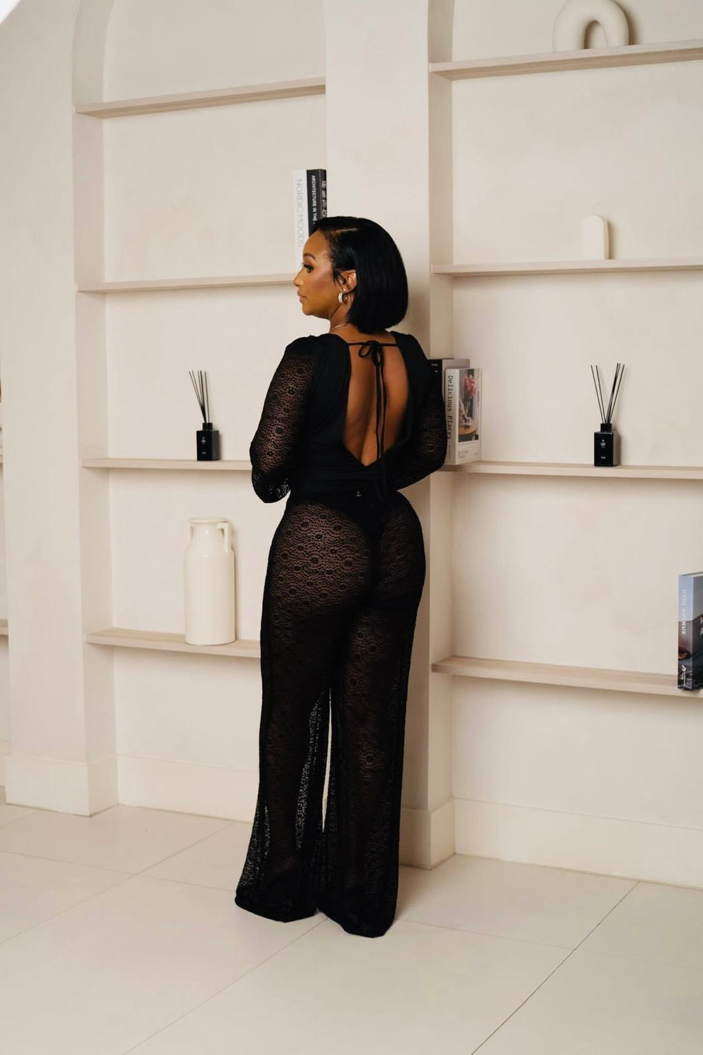 Lace Reverie Pants Set (Black)