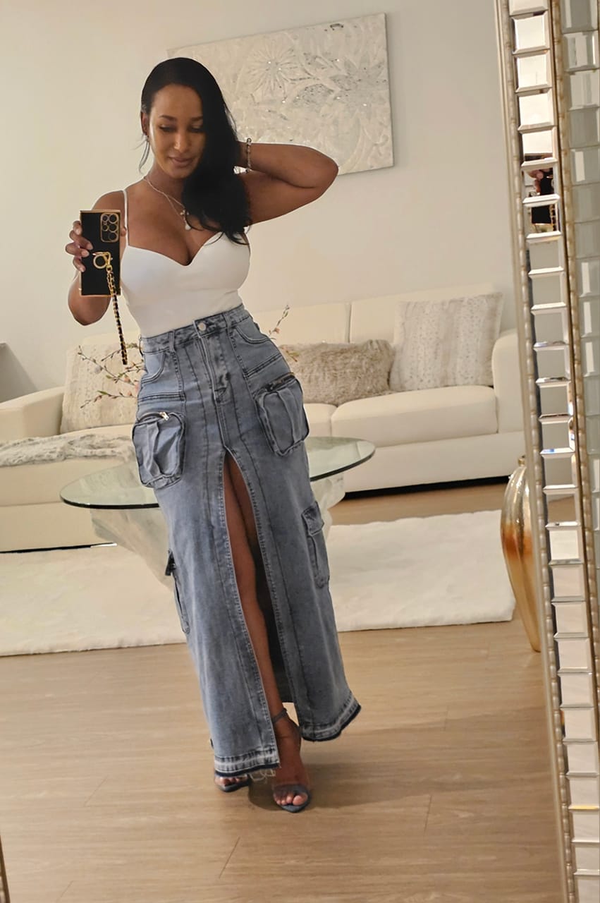 Cargo Denim Skirt