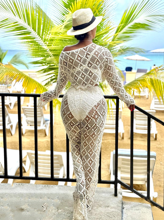 Crochet Cover-up Pants Set