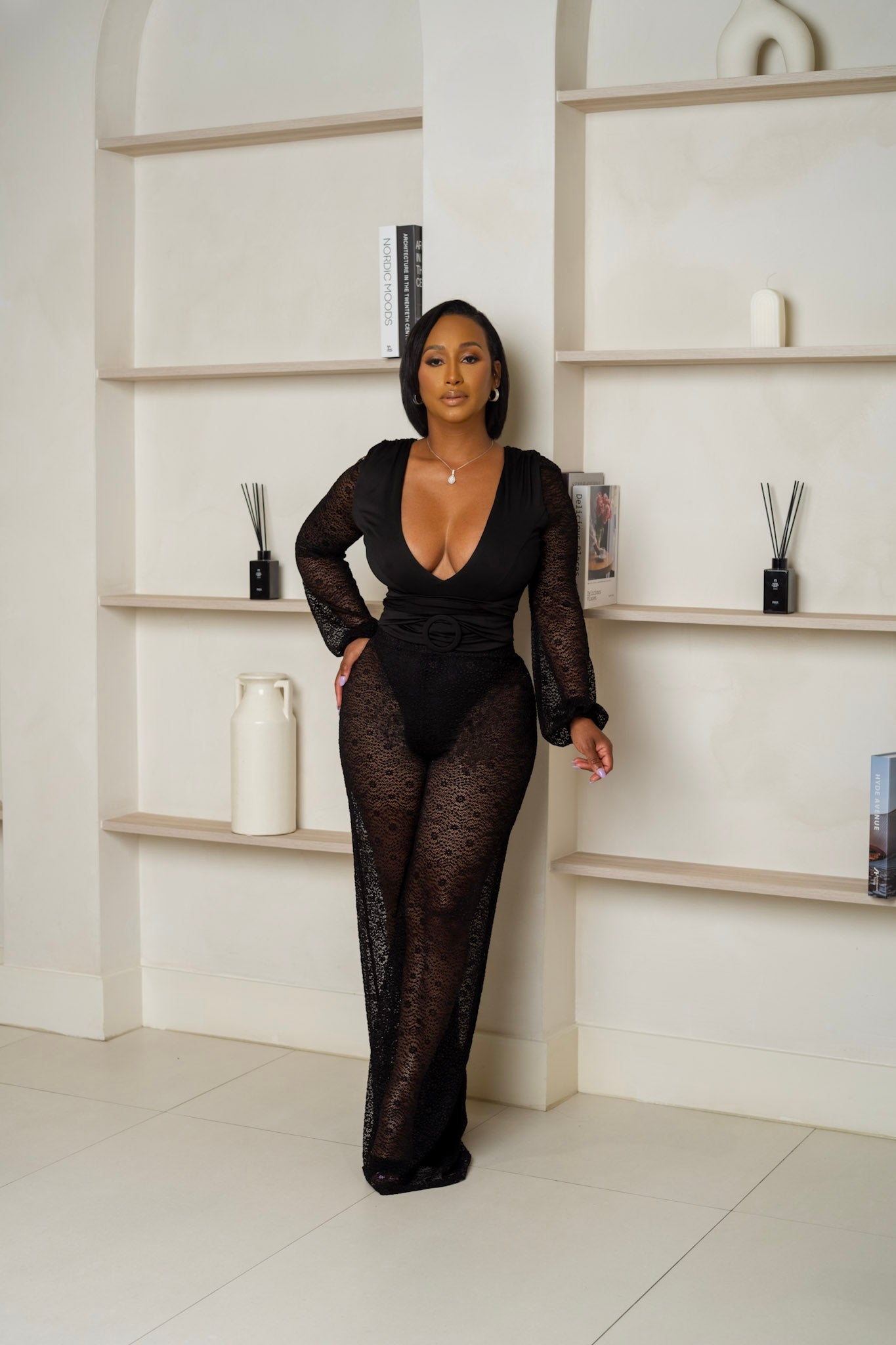 Lace Reverie Pants Set (Cream)