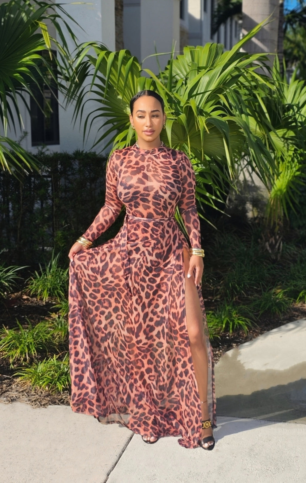 Leopard Wrap Maxi Skirt Set