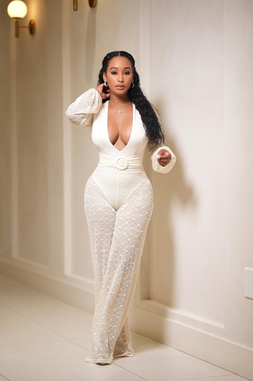 Lace Reverie Pants Set (Cream)