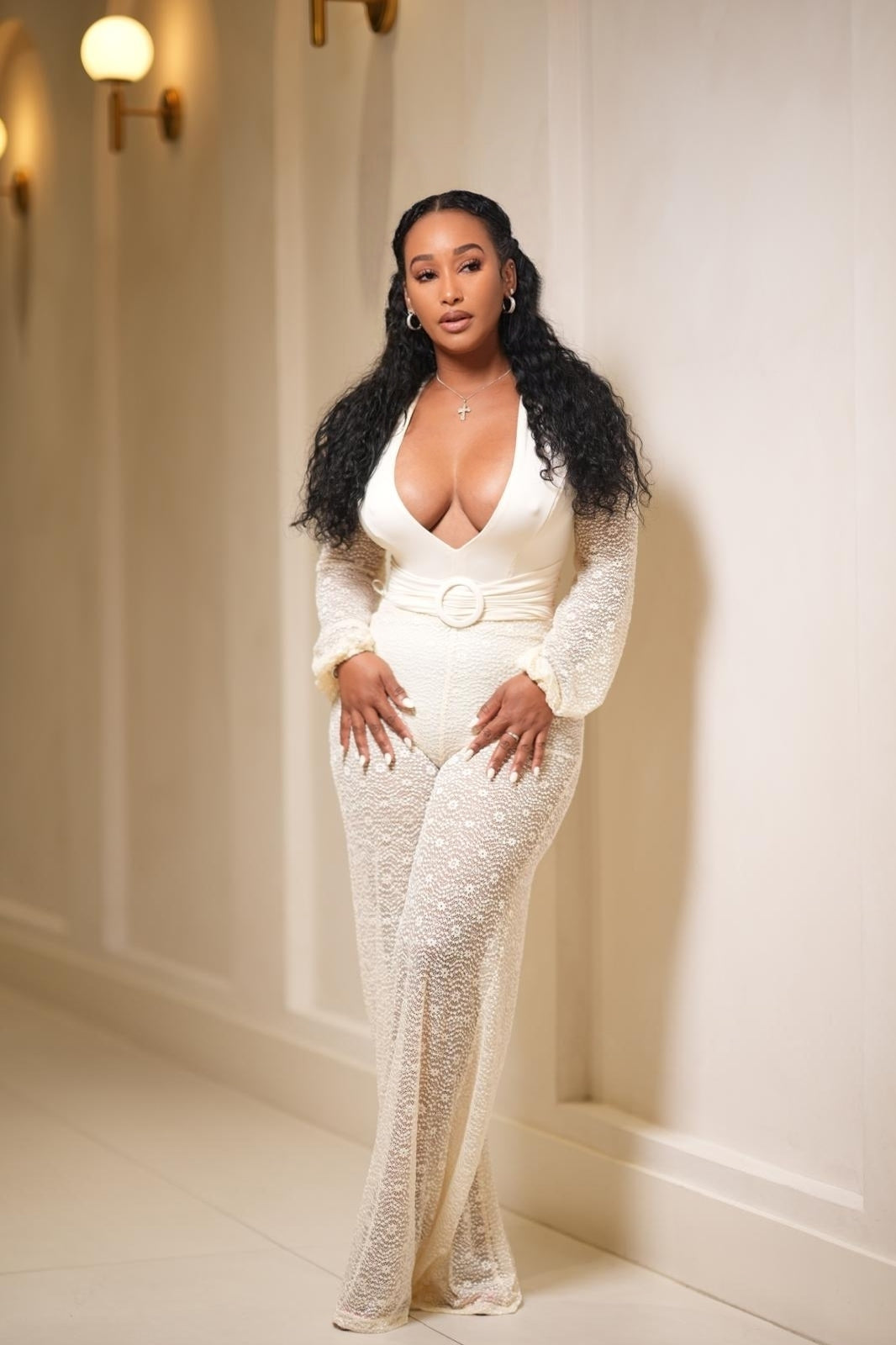 Lace Reverie Pants Set (Cream)