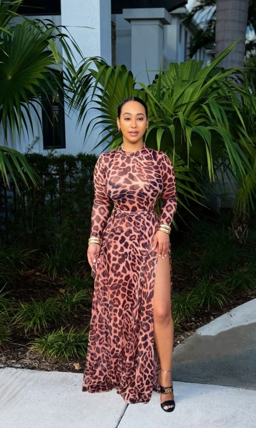 Leopard Wrap Maxi Skirt Set