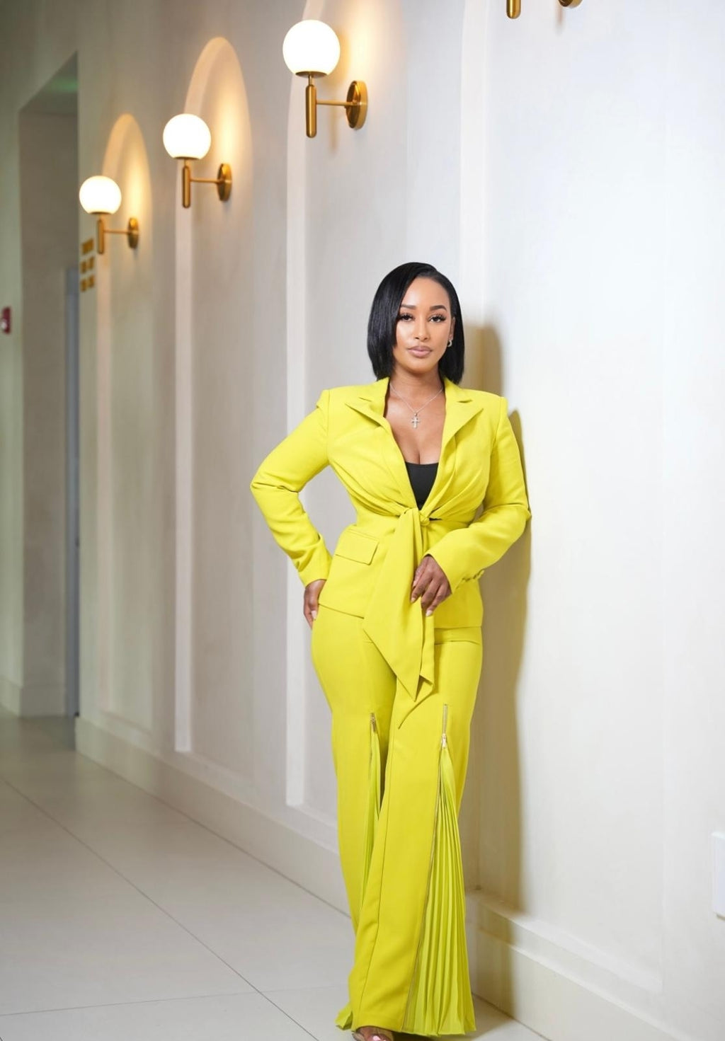 Power Pleats Pant Suit