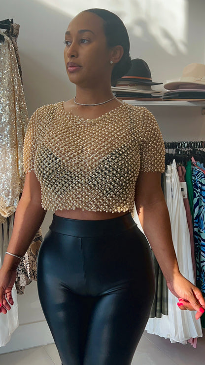 Pearls & Glits Crop Top Gold