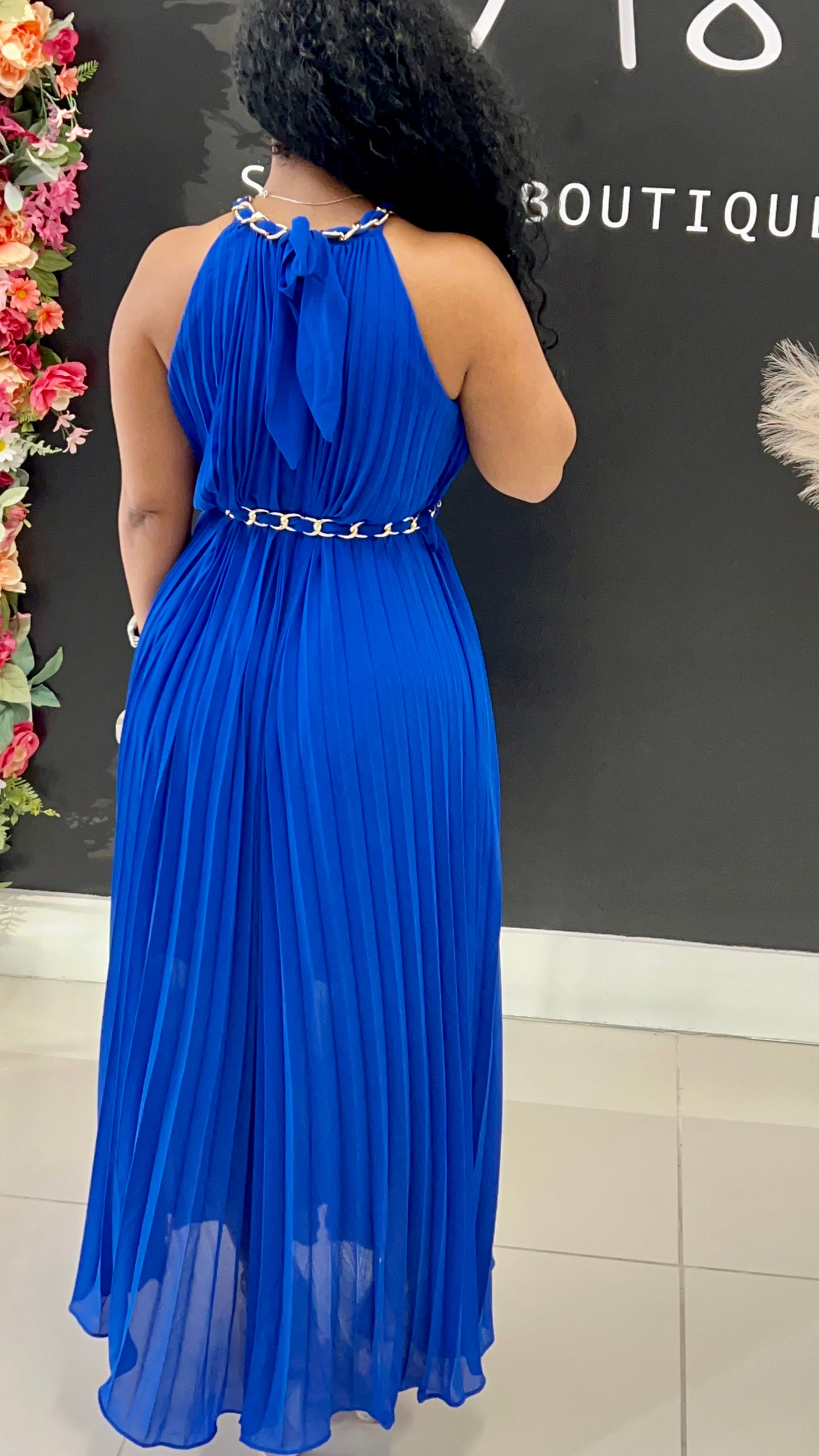 Gemma Goddess Midi Dress (Blue)