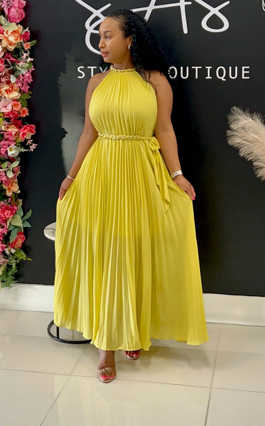 Gemma Goddess Midi Dress (Mustard)