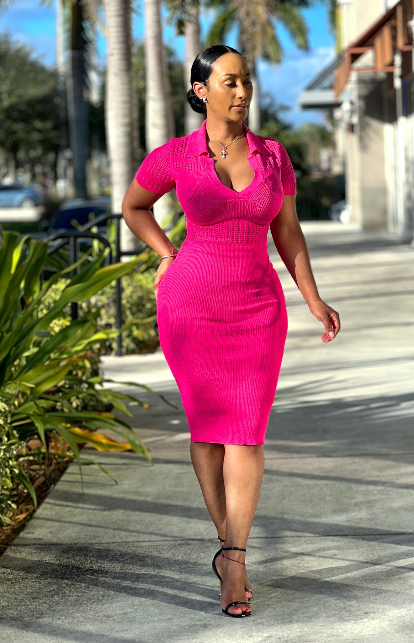 Chrissy Pink Midi Dress