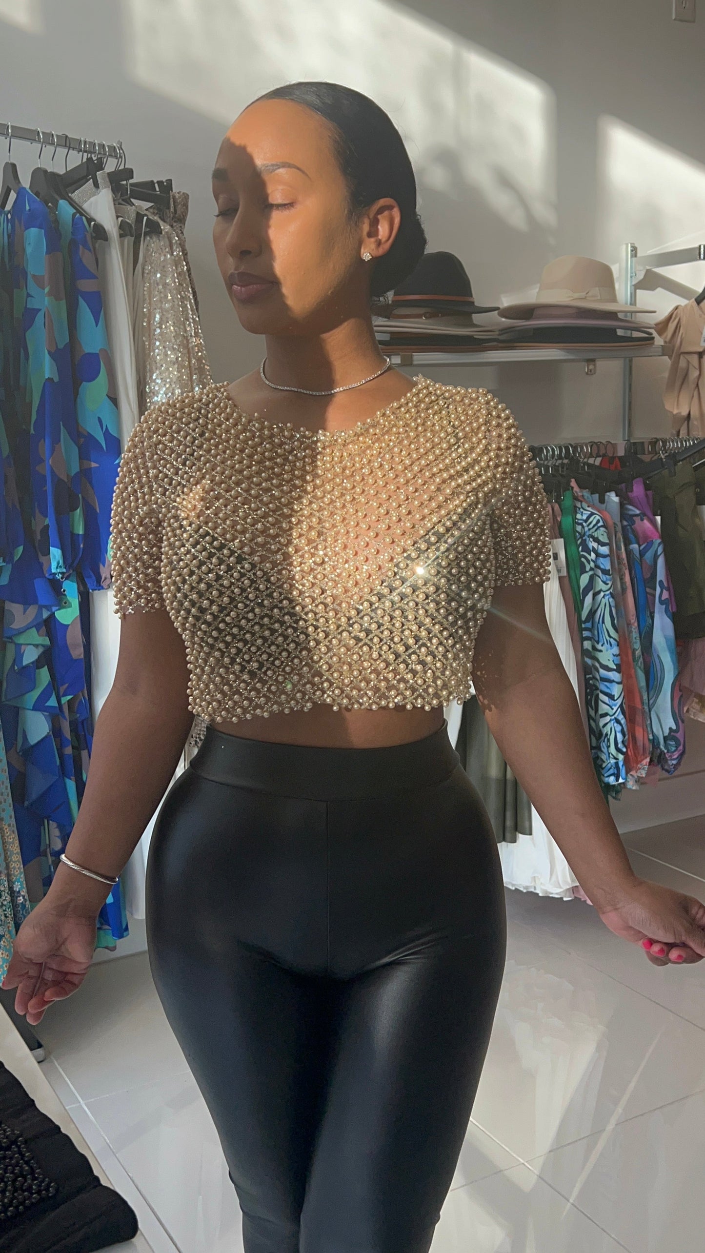 Pearls & Glits Crop Top Gold