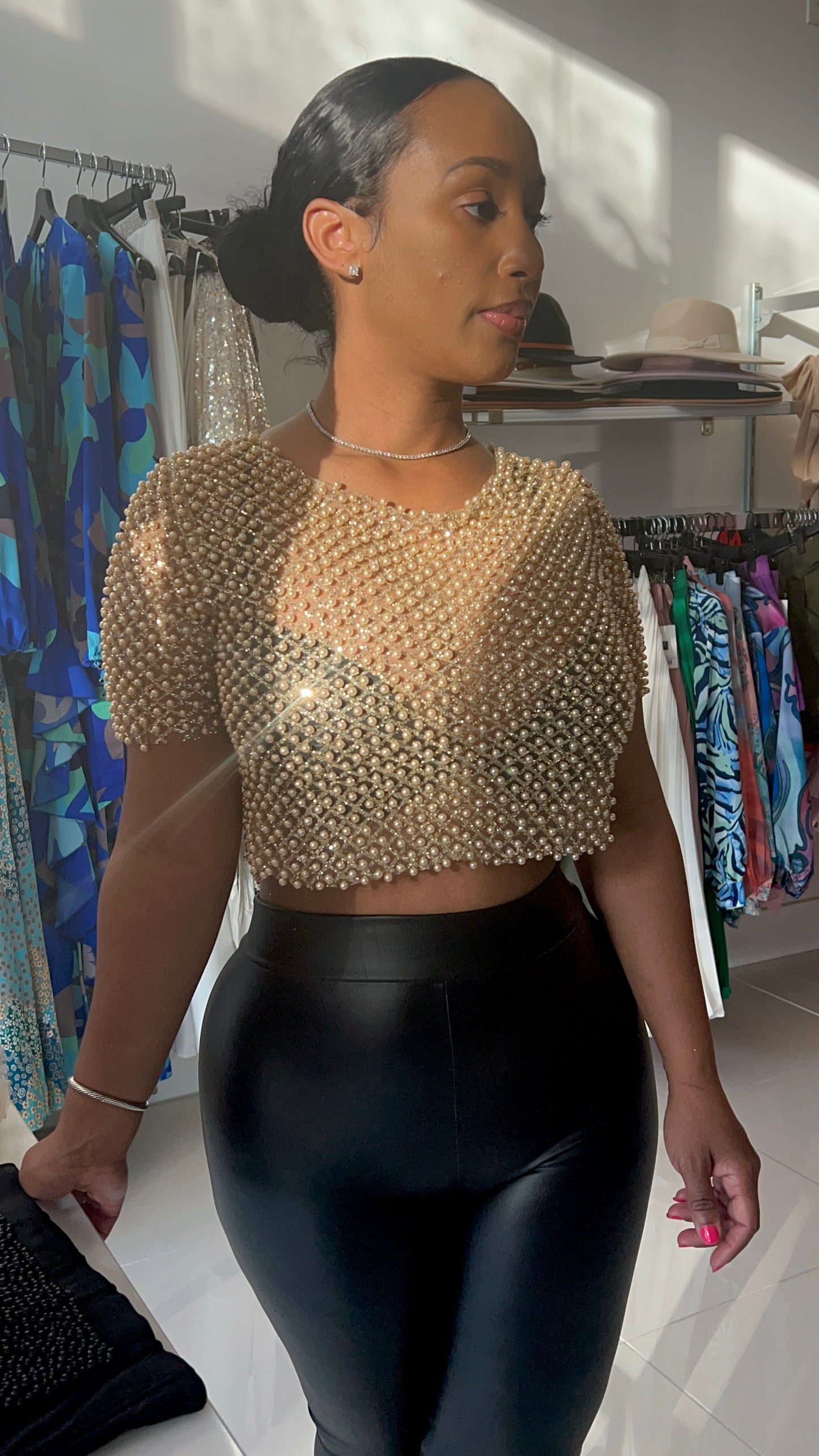 Pearls & Glits Crop Top Gold